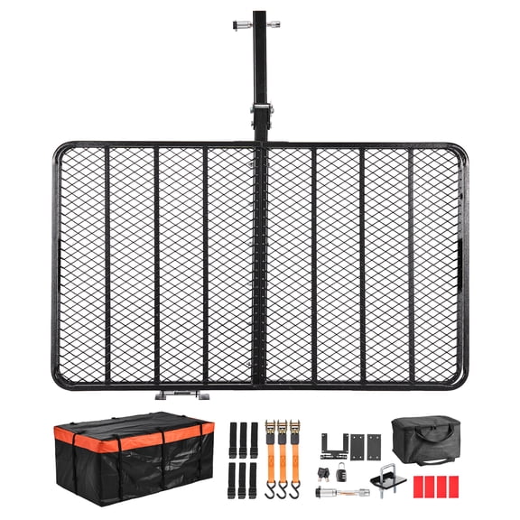 KFFKFF Hitch Mount Cargo Carrier, 60" x 36" x 6" Folding Rear Luggage Rack with Waterproof Storage Bag, 500 lbs Capacity Durable Steel Basket for 2" Receiver on SUVs and Trucks