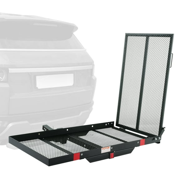 KFFKFF Hitch Mount Wheelchair Carrier 45.3" X25.6", 500LBS Mobility Scooter Carrier with Folding Ramp, Iron Trailer Hitch Rack Basket with Stabilizer