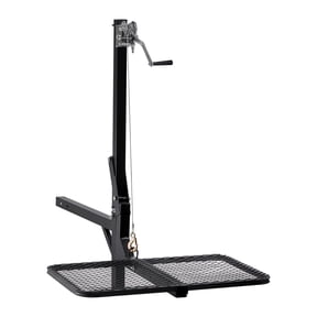 KFFKFF Hitch-Mounted Deer Hoist with Lifting Platform, 300 lbs Capacity, Game Lift with 2-Inch Receiver, 360 Swivel Design & Foldable Frame for Easy Game Handling