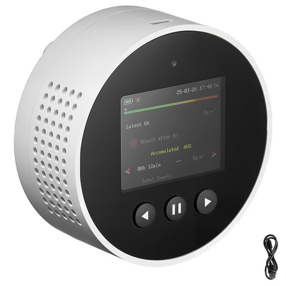 KFFKFF Home Radon Detector, 3.3Bq to 37kBq/m³,  Battery Powered Radon & Air Quality Monitor, Color Screen, Extended Radon Level Tracking, Rechargeable or Wired Option