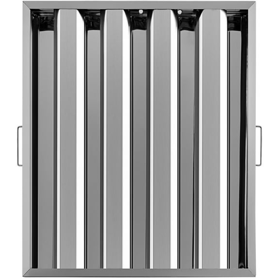 KFFKFF Hood Filters, 19.5W x 24.5H Inch, Pack of 6, 430 Stainless Steel, 4 Grooves Commercial Hood Filters, Commercial Kitchen Range Hood Filter, for Grease Rated Commercial Kitchen Range Hoods