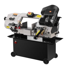 KFFKFF Horizontal Bandsaw for Metal, Dimensions 7 x 12 inches, Dual Voltage 110/220V, Equipped with 1.1 kW Motor, Adjustable Angle 0-45, Variable Speed, Suitable for Cutting Metal, Wood, and Plastic