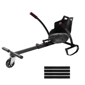 KFFKFF Hoverboard Kart Seat,Hoverboard Seat Adjustable Frame Length for 6.5" 8" 8.5" 10" Hoverboard360 degrees Wheels with LED Lights for Kids, Black