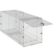 KFFKFF Humane Animal Trap, 42 x 16 x 18, Foldable Cage for Capturing Stray Dogs, Cats, Raccoons & More, Made of Durable Galvanized Iron with Carrying Handle
