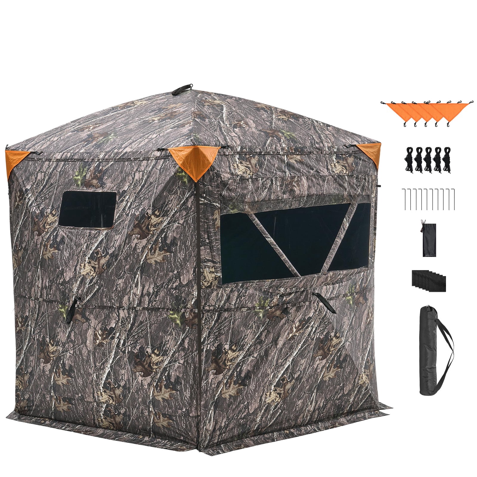 KFFKFF Hunting Blind for 6-7 People, Portable Camouflage Tent with Carrying Bag, Durable Concealed Shelter Featuring Silent Zipper Door and Windows, Ideal for Turkey and Deer Hunting