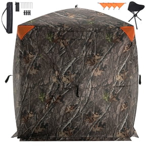KFFKFF Hunting Shelter,270° Visibility Ground Shelter, 2-3 Person Instant Setup Wildlife Blind with Transport Bag, Durable Outdoor Hunting Hub