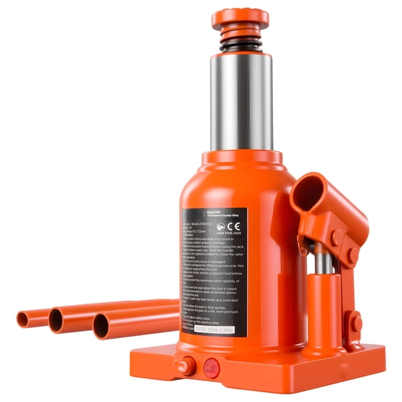 KFFKFF Hydraulic Bottle Jack 12 Ton (26455.5 lbs) with 5.98"-10.71" Lifting Range, Suitable for Heavy-Duty Vehicles, Medium Trucks, Durable Welded Design with 3-Section Long Handle, Orange