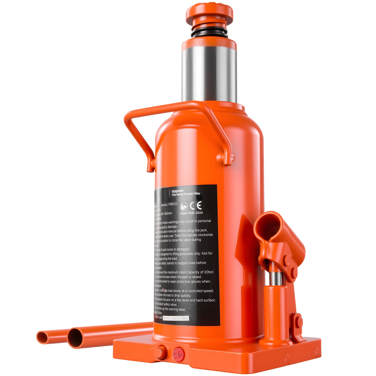 KFFKFF Hydraulic Bottle Jack 20 Ton (44092.5 lbs) Capacity, 9.65"-18.31" Lift Range, Suitable for Construction Vehicles, Heavy Trucks, Buses,Durable Multi-Directional Jack with Extended Handle