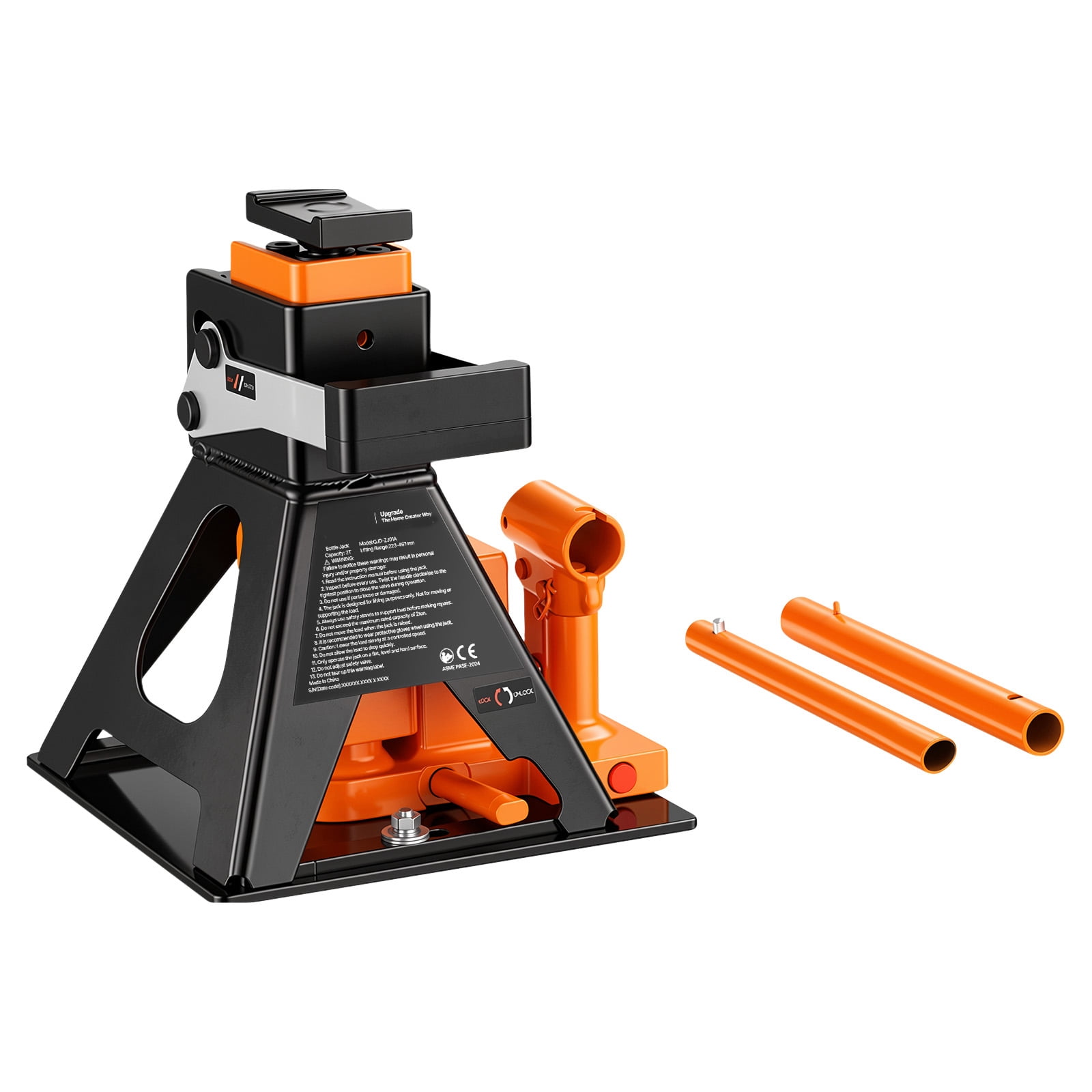 KFFKFF Hydraulic Bottle Jack and Stand Combo,2-Ton Capacity , Suitable for Compact Cars, Subcompact Cars, and Motorcycles, Lifting Range: 8.78"-18.39", Durable Vehicle Support with Stable Base