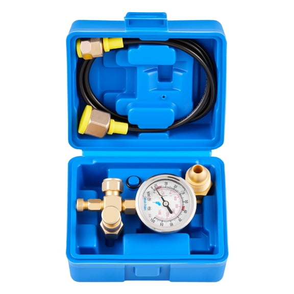 KFFKFF Hydraulic Nitrogen Accumulator Charging Kit, 0-1420 PSI Fill System, Pressure Testing Set with Gauge, Gas Hose, Valve Body, and CGA580 Adapter for Heavy Equipment