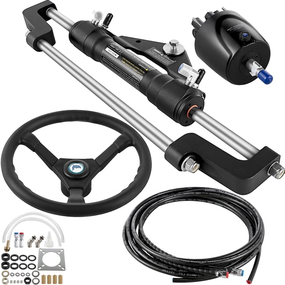 KFFKFF Hydraulic Outboard Steering Kit 300HP, Hydraulic Steering System with Helm Pump and 16-Foot Hose for Boats