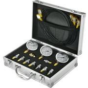 KFFKFF Hydraulic Pressure Test Kit, 250/400/600bar, Includes 3 Gauges, 9 Test Couplings, and 3 Test Hoses, Portable Set for Excavators, Tractors, and Construction Equipment