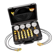 KFFKFF Hydraulic Pressure Test Kit with 5 Gauges, 20 Couplings, 4 Quick-Release Couplers, and 3 Hoses, Measuring 150 to 9000 PSI 10 to 600 Bar, Designed for Excavators and Construction Equipment