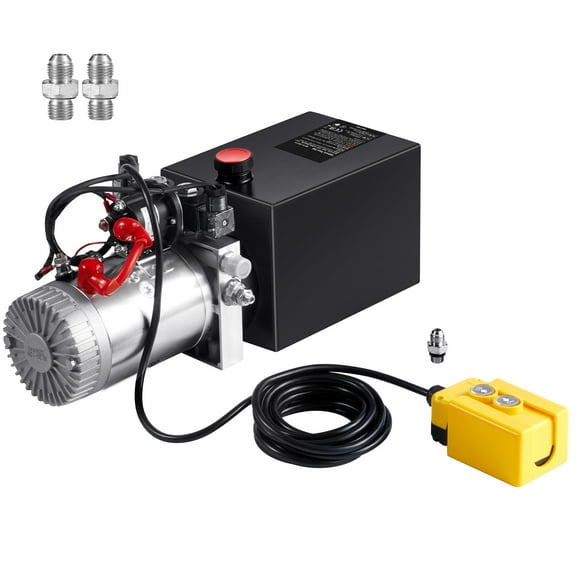 KFFKFF Hydraulic Pump, 8 Qt Power Unit, Double Action for Dump Trailers, 0.91 GPM, Max 3200 PSI, 12V DC for Vehicle Lifts
