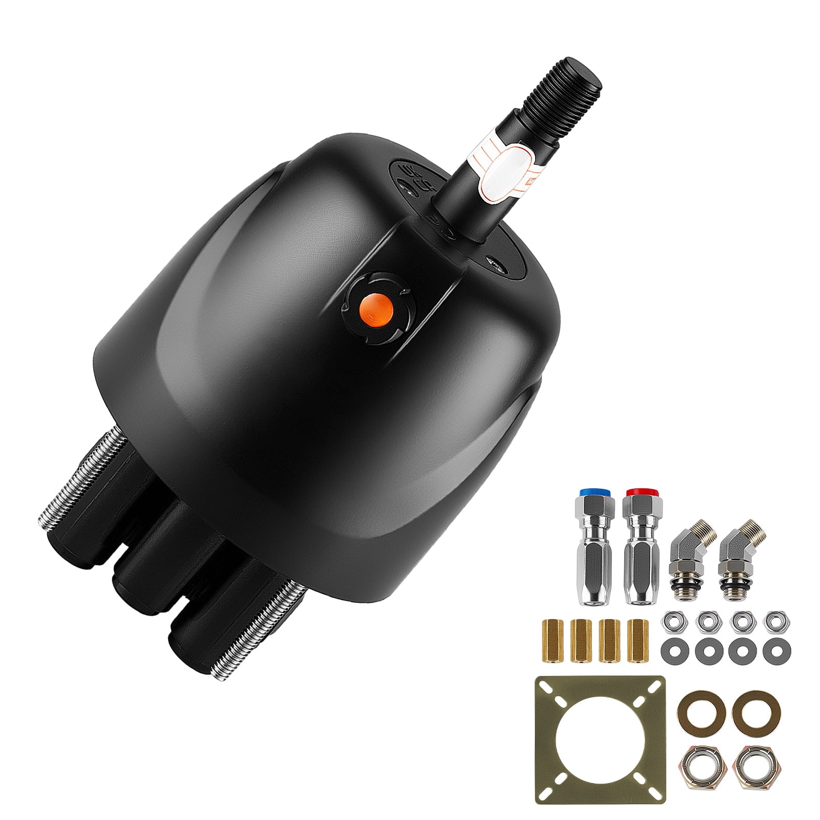 KFFKFF Hydraulic Steering Helm Pump for Boats, Marine Steering System with 150 HP Capacity, 2.5 MPa Max Pressure, Durable Aluminum Alloy Housing, Built-in Lock Valve, and Replaceable Shaft Seal