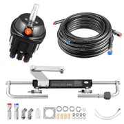 KFFKFF Hydraulic Steering Kit for Marine Boats, 90 HP Capacity, Includes Helm Pump, Two-Way Lock Cylinder, and Durable 20 ft Hoses, Designed for Single Station and Single-Engine Applications