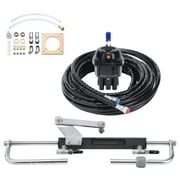 KFFKFF Hydraulic Steering Kit for Outboard Engines, Suitable for 90HP, Comprises Marine Boat Hydraulic Steering Mechanism, Helm Pump with Dual Lock Cylinder, and 20ft Hydraulic Steering Hose