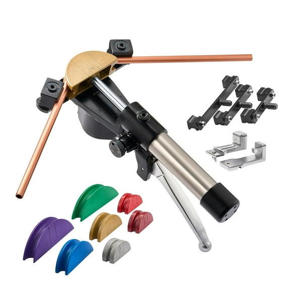 KFFKFF Hydraulic Tubing Bender Kit, 1/4 to 7/8 Inch, Copper Pipe Bending Tool, Forward/Reverse Operation, Includes 7 Aluminum Alloy Dies, Suitable for HVAC, Refrigeration, and Auto Maintenance