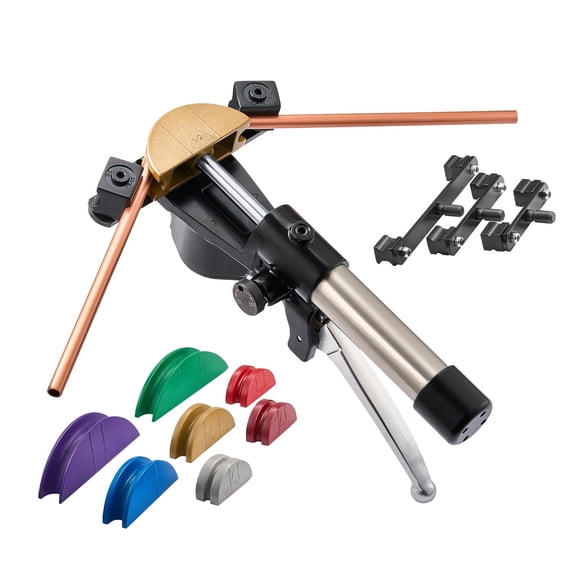 KFFKFF Hydraulic Tubing Bender Kit, 1/4 to 7/8 Inch, Copper Pipe Bending Tool Set, 90 Bend, with 7 Aluminum Alloy Dies, for HVAC, Refrigeration, and Auto Repair Applications