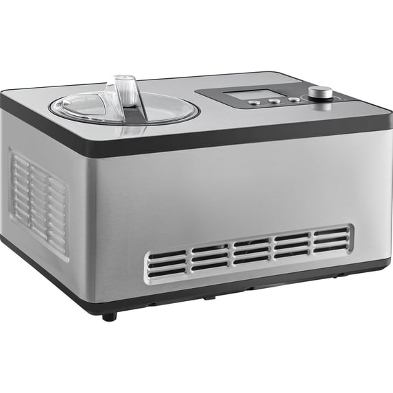 KFFKFF Ice Cream Machine with Integrated Compressor, 2 Quart Non-Prechill Fruit and Yogurt Device, Stainless Steel Electric Frozen Dessert Creator, 3 Setting Gelato Producer with LCD Screen & Timer