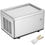 KFFKFF Ice Cream Roll Maker, 12.6" x 8.5" Pan for Stir-Fried Ice Cream, Stainless Steel with Compressor & 2 Scrapers, Ideal for Ice Cream, Frozen Yogurt, Ice Cream Rolls