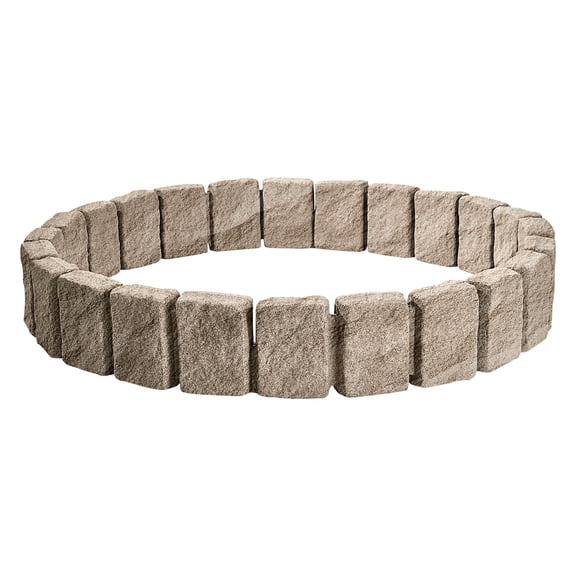 KFFKFF Imitation Stone Landscape Border, 47.2 x 9 in Authentic Lawn Border, Adaptable Brick-Sized Garden Border with Grounding Pegs, Durable Driveway and Walkway Edging in Beige, Resistant to Fading