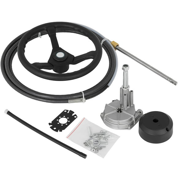 KFFKFF Inboard Navigation System 10' Nautical Steering Cable 10 Feet Aquatic Steering Mechanism 3/4'' Shaft with 13.5 Inch Wheel for Sailboats and Aquatic Transport