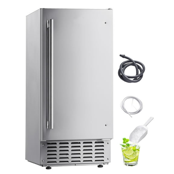 KFFKFF Inbuilt Ice Generator, Daily Production of 66 Lbs, Under Counter Pellet Ice Machine with Reversible Stainless Steel Door, Standalone Ice Producer for Residential Commercial Kitchen