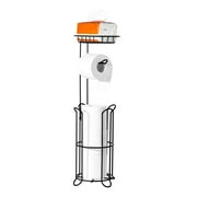 KFFKFF Independent Toilet Roll Holder with Ledge, Triple Functionality, Superior Metal Build, Accommodates 4 Large Rolls, Raised Base Structure, Paper Roll Organizer for Restroom, Lavatory