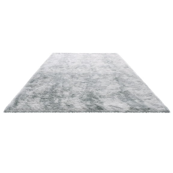 KFFKFF Indoor Plush Area Rugs, 6 x 9 ft Soft Carpet, Furry Shag Rugs for Living Room, Bedroom, Modern Home Decor, Long-Pile Design, Non-Shedding, Slip-Resistant, Tie-Dye Light Gray