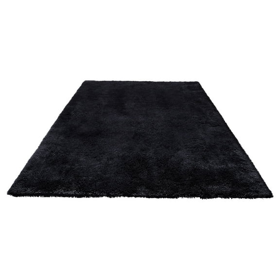 KFFKFF Indoor Plush Area Rugs, 8 x 10 ft Soft Shag Carpet, Furry Area Rugs for Living Room, Bedroom, Sunroom, Modern Home Decor, Non-Shedding, Non-Woven, Slip-Resistant, Black