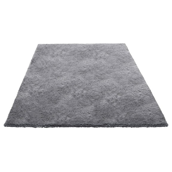 KFFKFF Indoor Plush Area Rugs, 8 x 10 ft Soft Shag Carpet, Furry Area Rugs for Living Room, Bedroom, Sunroom, Modern Home Decor, Non-Shedding, Non-Woven, Slip-Resistant, Smoke Gray
