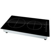 KFFKFF Induction Cooking Plate, Dual Burners, 12 Magnetic Built-in Stove, 3000W Power, 9 Adjustable Heat Levels, LED Touch Display with Child Safety Lock & Overheat Protection