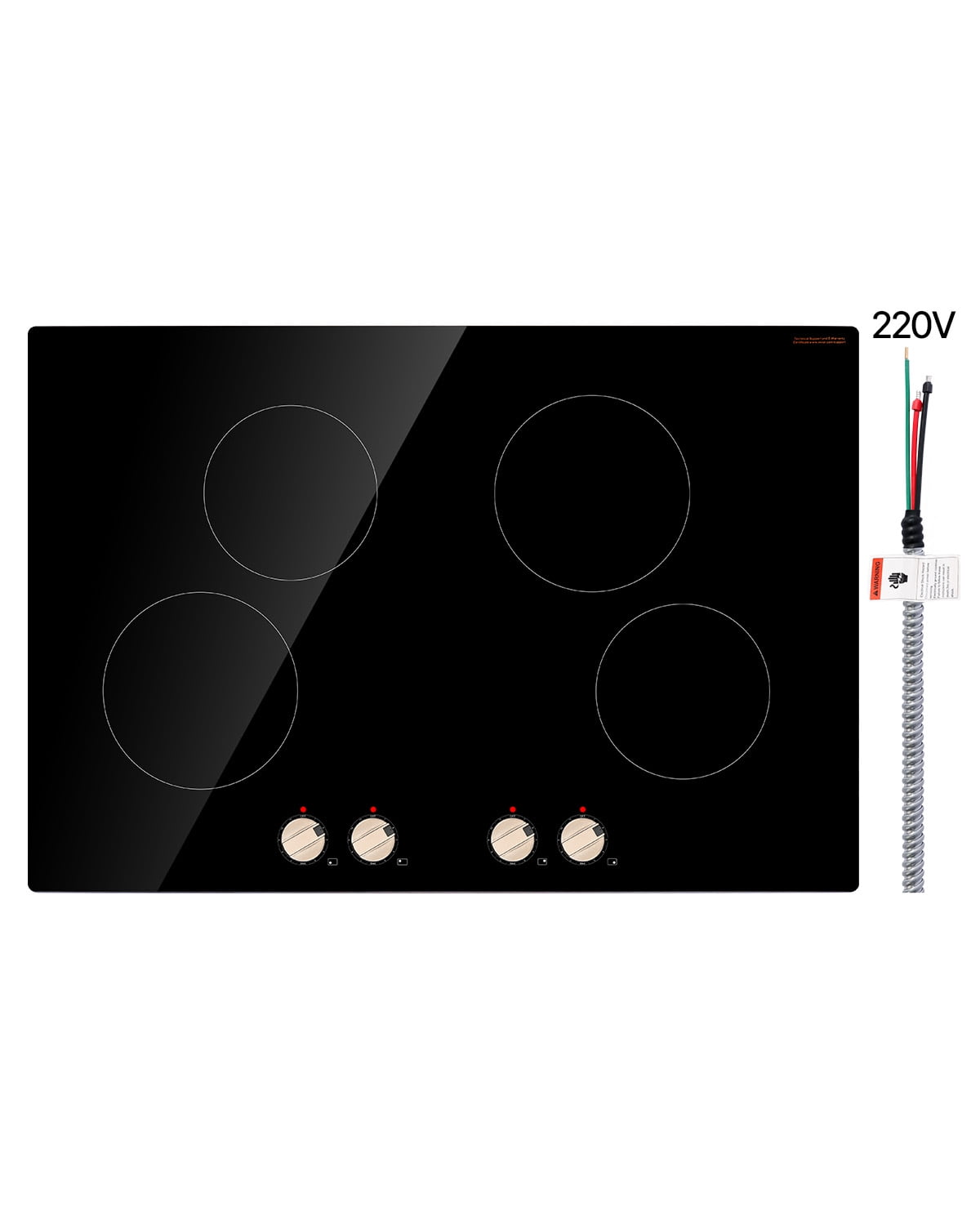 KFFKFF Induction Stove, 6600W Electric Kitchen Burner, Quadruple Knob Control Cooktop, Integrated Induction Stove with a Dozen Heat Settings, Glass Top, Automatic Power Off