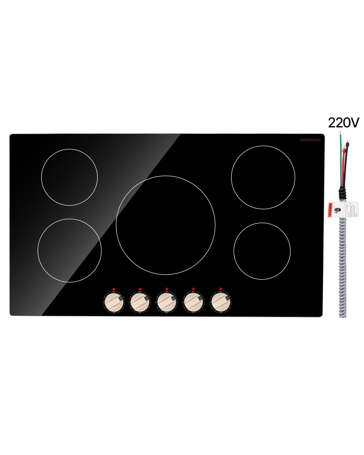 KFFKFF Induction Stove, 9200W Electric Kitchen Burner, 5 Control Knobs, Integrated Induction Stove with 12 Heat Levels, Glass Top, Automatic Power-Off