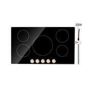 KFFKFF Induction Stove, 9200W Electric Kitchen Burner, 5 Control Knobs, Integrated Induction Stove with 12 Heat Levels, Glass Top, Automatic Power-Off