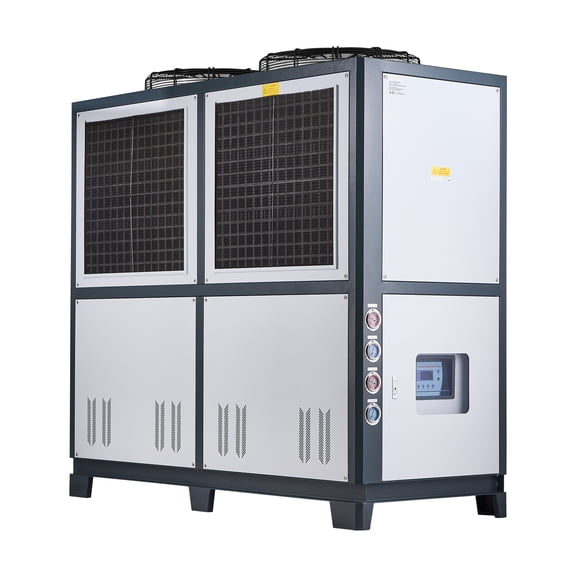 KFFKFF Industrial Air-Cooled Water Chiller, 25 HP, High-Capacity Cooling System with 60,480 Kcal/h Efficiency, Dual Compressor Design, 53-Gallon Storage Tank, LED Control Panel