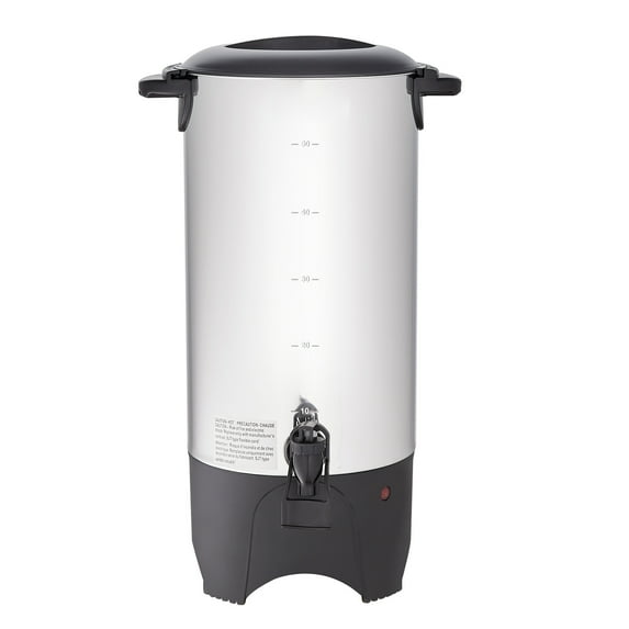 KFFKFF Industrial Coffee Pot, 50-Cup Capacity Stainless Steel Coffee Server, 1000W 110V Electric Coffee Brewing Device, Rapid Heating Water Vessel with Removable Power Cable for Simplified Clean-up
