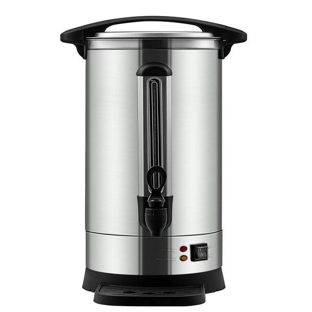 KFFKFF Industrial Coffee Pot, 65 Cups Durable Stainless Steel Coffee Container, 1500W 110V Electric Coffee Brewing Device, Hot Water Pot with Removable Power Cable for Simplified Cleaning, Silver