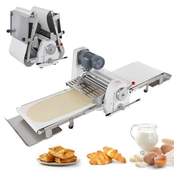 KFFKFF Industrial Dough Flattening Device, 19.7-Inch Bidirectional Puff Pastry Flattener and Fondant Roller, Electric Dough Flattener 0-1.4" Variable Thickness