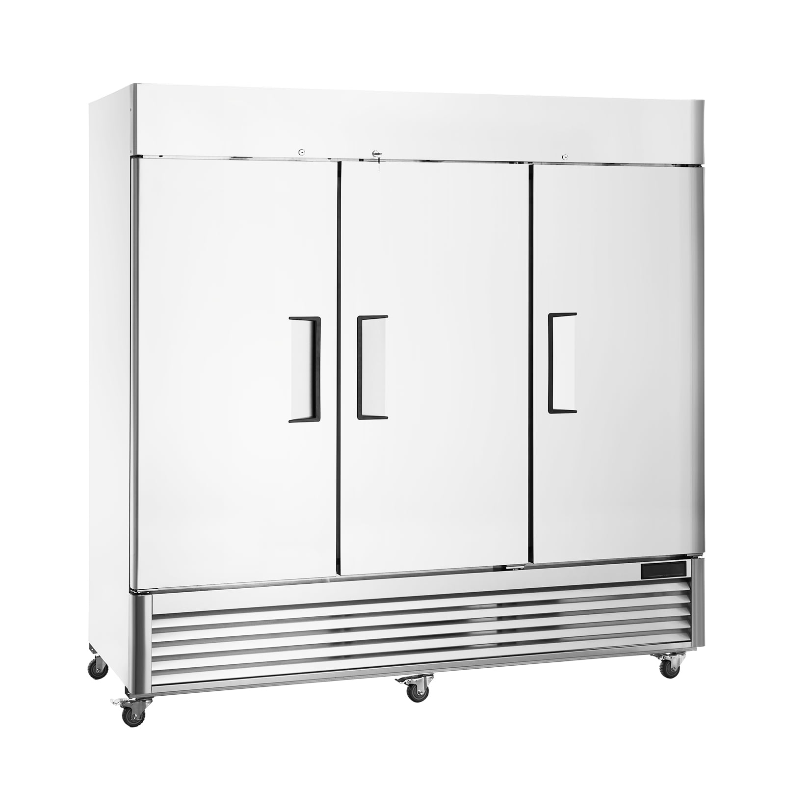 KFFKFF  60.42 Cu.ft Reach-In Refrigerator Commercial Upright Refrigerator 82.5" Wide with Triple Doors, Stainless Steel Auto-Defrost 12 Adjustable Shelves, Temperature Range -13 to 5℉