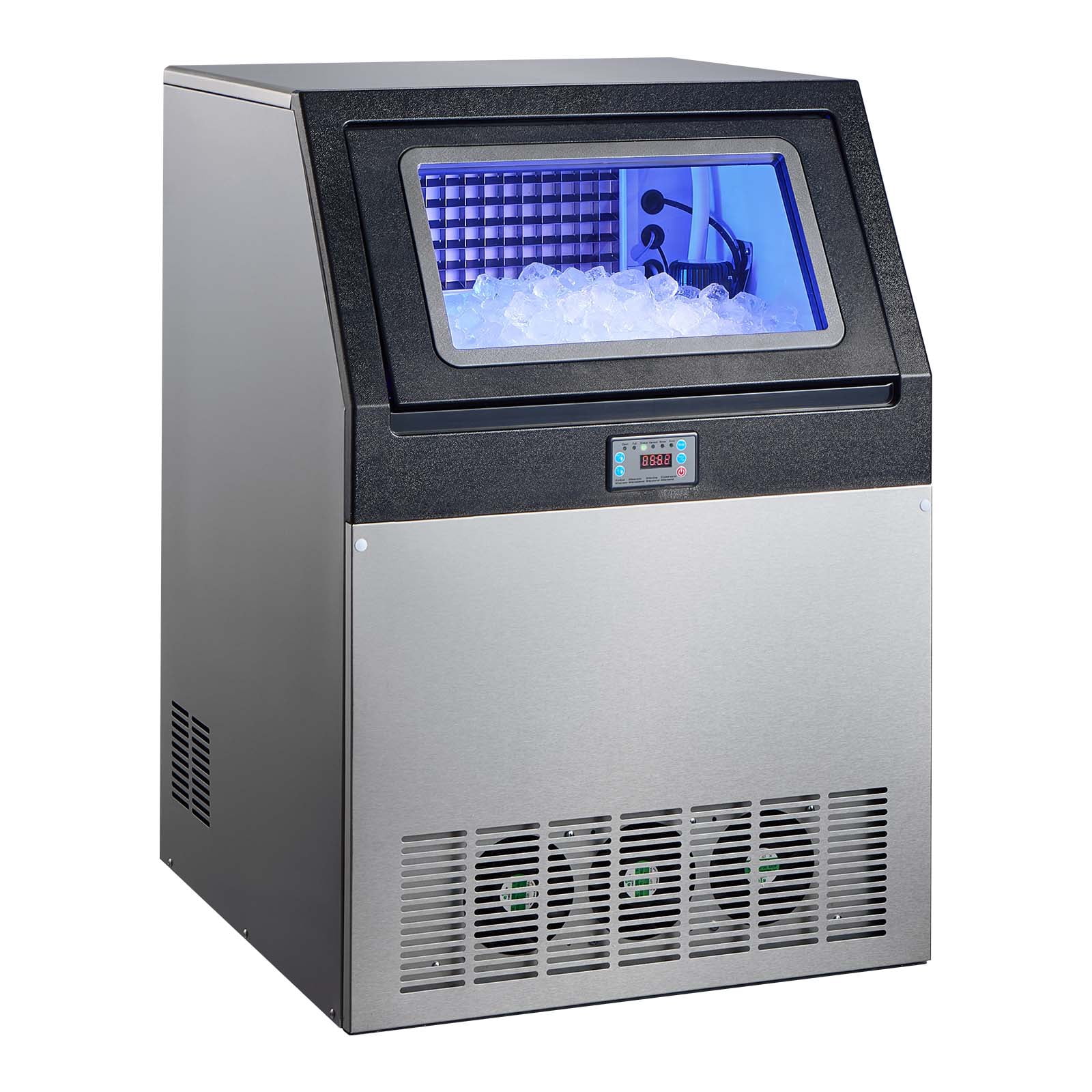 KFFKFF Commercial Ice Maker Machine, 360 lbs/24h Output & 85 lbs Storage, Built-in/Freestanding Stainless Steel Ice Maker with LED Panel & Self-Cleaning for Home, Bar, Restaurant
