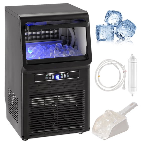KFFKFF Commercial Ice Maker 70lbs/day, 10lb Storage Bin 36 Ice Squares in 12-15 Minutes, Independent Cabinet Ice Producer LED Digital Screen