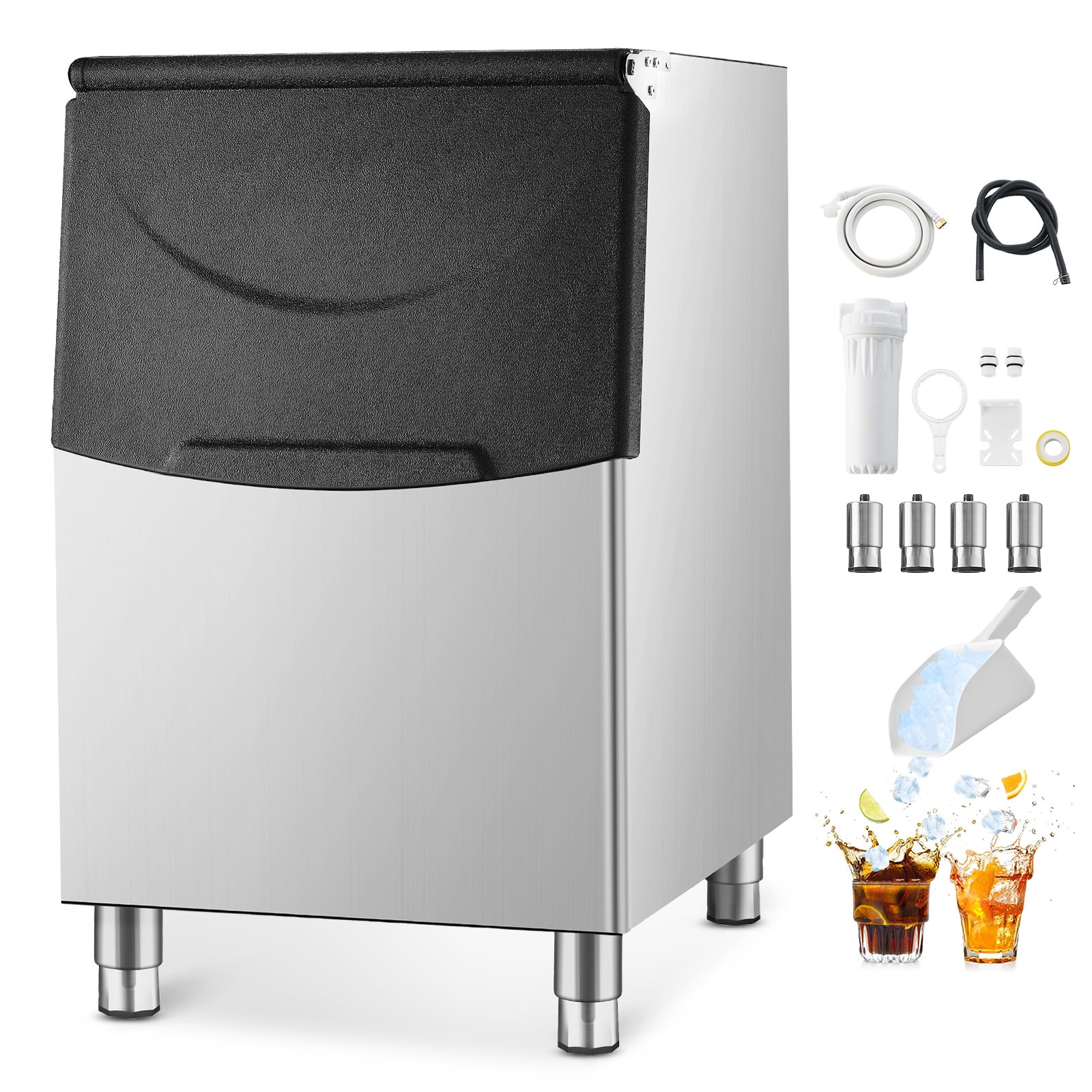KFFKFF 250LBS Storage Bins ONLY Commercial Ice Maker Storage Bins Stainless Steel Anti-Slip Rubber Feet Storage Bins ONLY