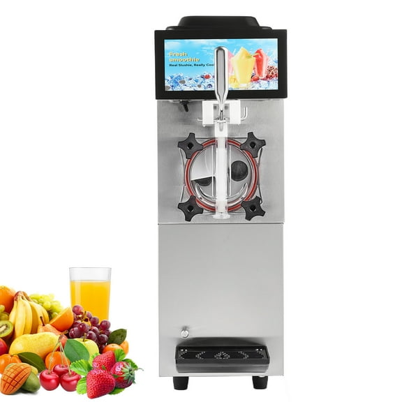 KFFKFF Industrial Icy Beverage Equipment, Single Reservoir of 12L / 3.17 Gal, Chilling and Freezing Functions, Metallic Margarita Smoothie Frozen Beverage Creator