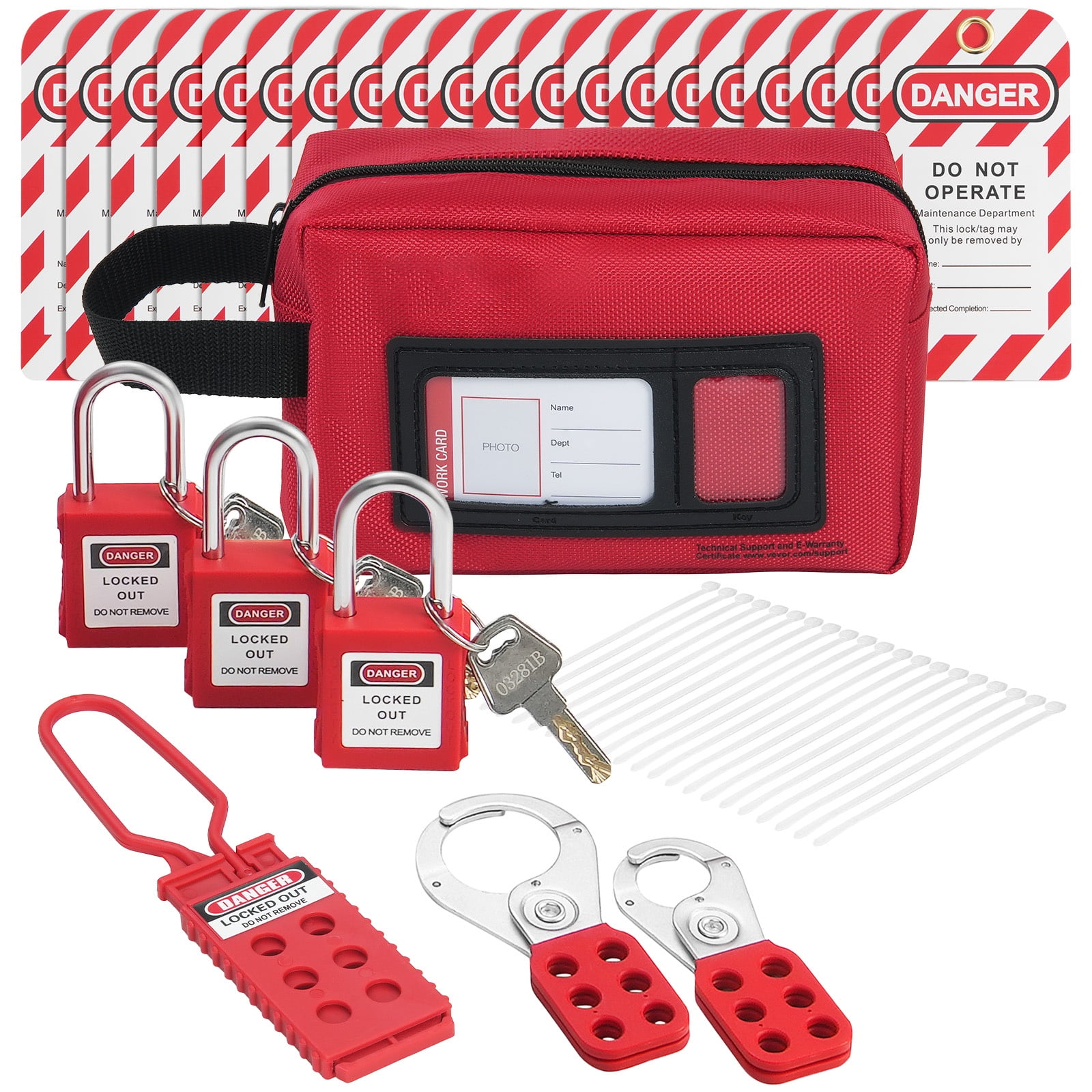 KFFKFF Industrial Safety Lockout/Tagout Kit, Comprising 26 Items ...