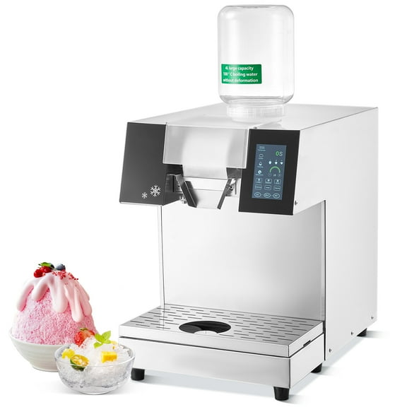 KFFKFF Industrial Snowflake Ice Appliance, 397LBS/24H Snowflake Ice Creator, Metallic Ice Crushing Device, Powered Ice Cone Fabricator, Fluid Cooling Mechanism for Quick Heat Reduction, Ice Cream