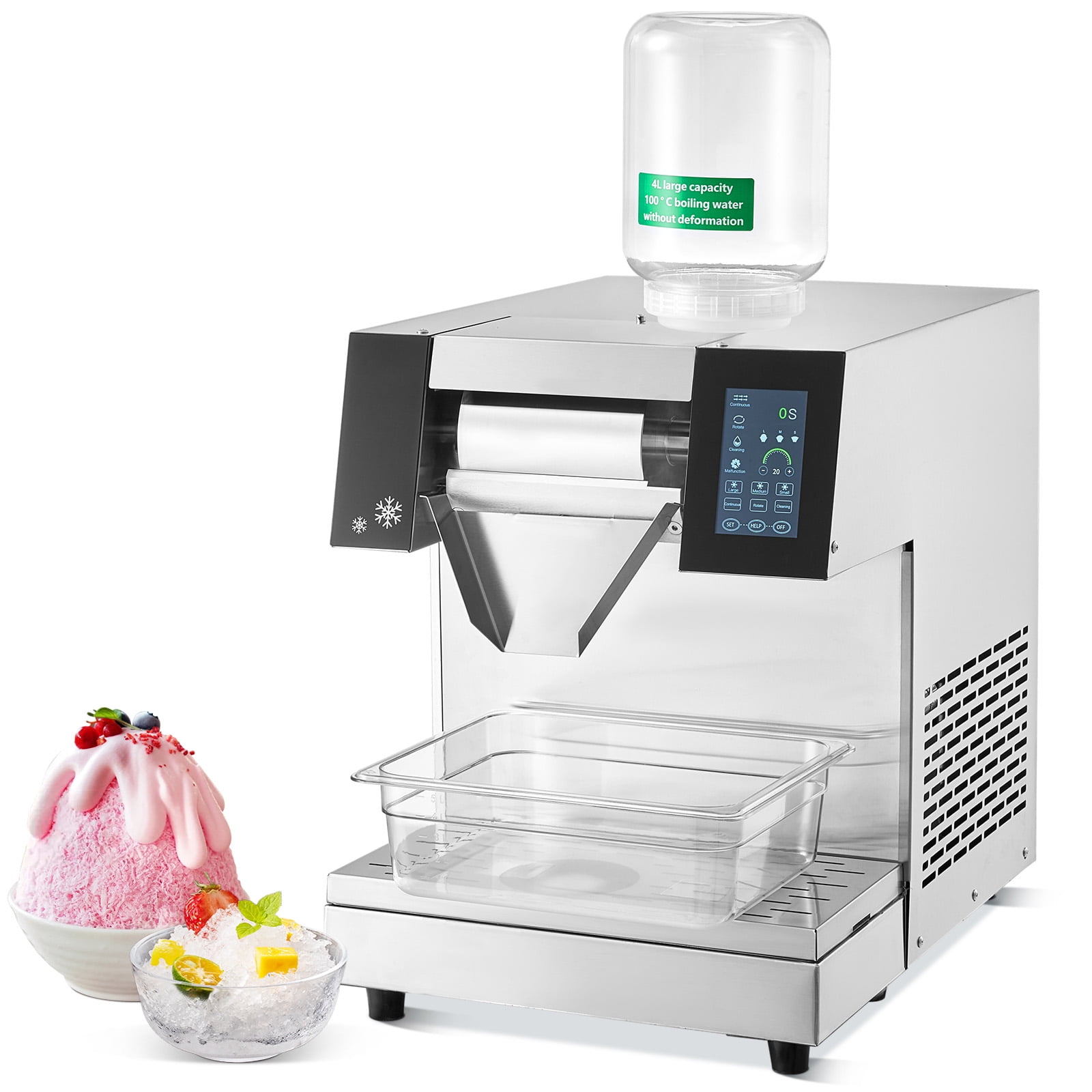 KFFKFF Industrial Snowflake Ice Producer, 573LBS/24H Snowflake Ice Creation Device, Metallic Ice Grinding Apparatus, Powered Frosty Cone Fabricator, Air Circulation Mechanism for Quick Heat Reduction