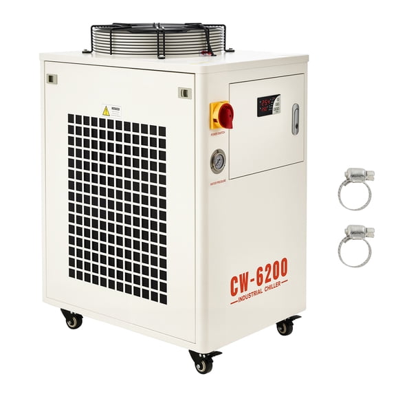 KFFKFF Industrial Water Chiller, 17,060 BTU/h Cooling System with Compressor, 3.96 Gal Tank Capacity, 18.5 GPM Max Flow Rate, Suitable for CO2 Laser Tube Engraving and Cutting Applications
