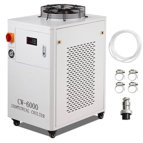 KFFKFF Industrial Water Chiller Cooling System CW6000 – 1500W, 15L Tank, 65 L/min Flow Rate